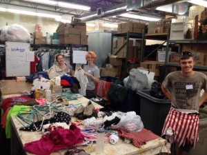 Mission Trip Sorting Donated Clothes